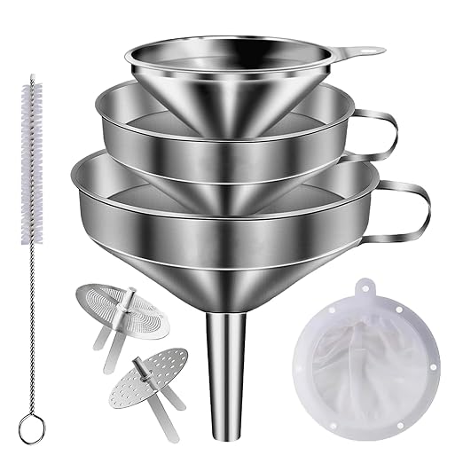 Stainless Steel Funnels for Kitchen use, Cleaning Brush, 200 Mesh Food Filter by Unknown