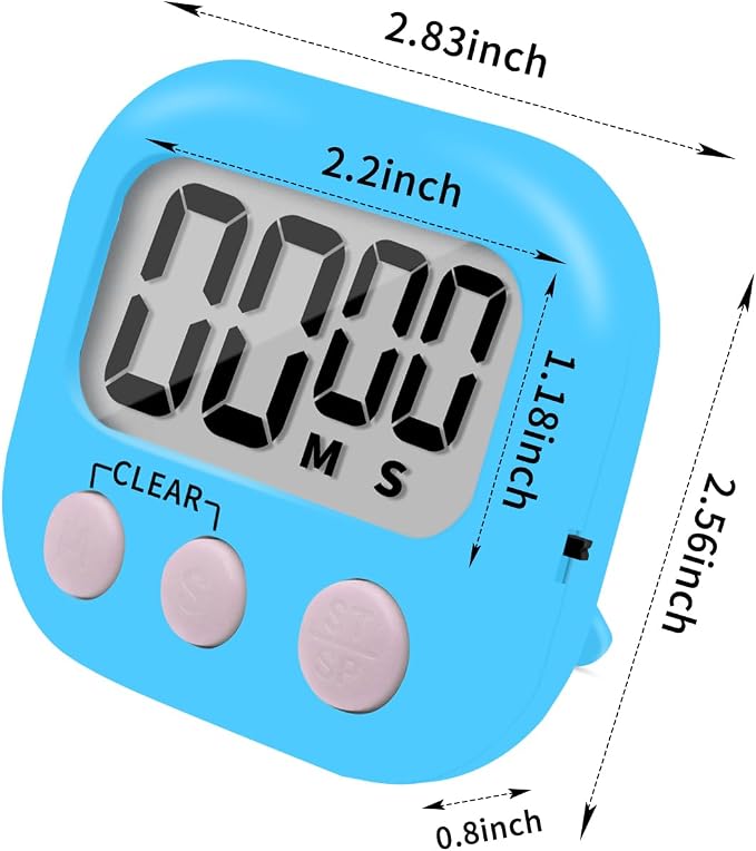 6 Pack Small Digital Kitchen Timer Magnetic Back and ON/Off Switch, Minute - Image 2