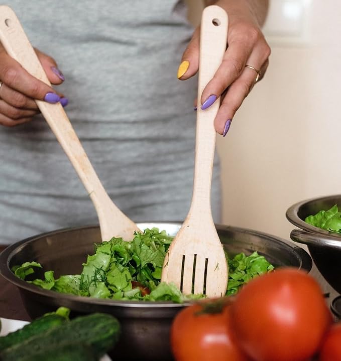 ECOSALL Healthy Wooden Spoons For Cooking Set of 6. Safe and Reliable Cooking - Image 9