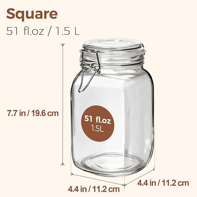 ComSaf Set of 3 Square Glass Jars - Image 2