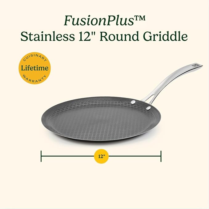Cuisinart FusionPlus Hybrid Stainless Steel Cookware, 12-Inch Round Griddle Pan - Image 8