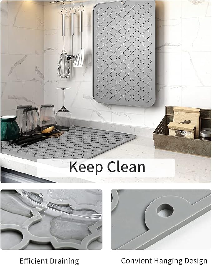 AMOAMI-Dish Drying Mats for Kitchen Counter-Silicone Dish Drying Mat-Kitchen - Image 3