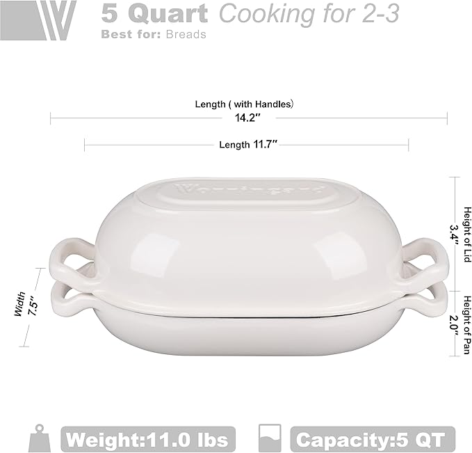 VORRINGARD Enameled Cast Iron Sourdough Bread Oven, Dutch Oven, Loaf Cast Iron - Image 2