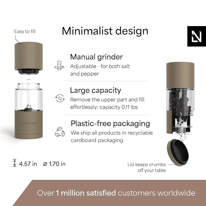 LARS NYSØM Salt and Pepper Grinder Set, Manual Salt and Pepper Mills - Image 4