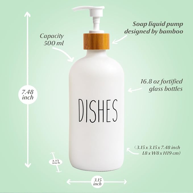LOOCHICA Dish White Glass Soap Dispenser - Image 3