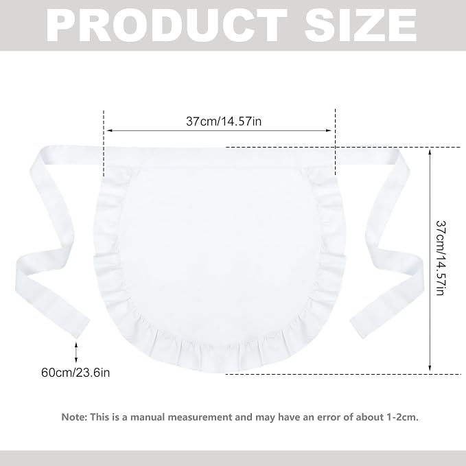 2Pcs Kids White Waist Apron Half Apron Puffy Tight Costume Kitchen Party Favors - Image 2