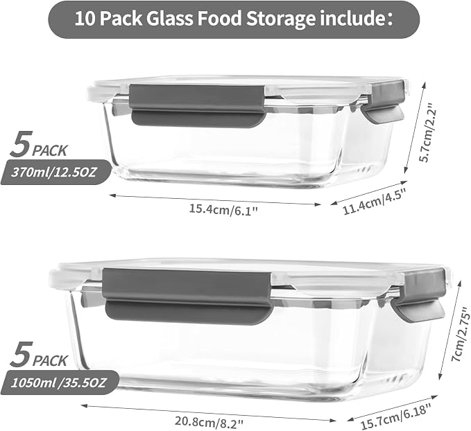 coccot [10 pack Glass Meal Prep Containers - Image 3