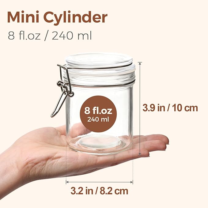 ComSaf 8oz Glass Jars with Airtight Lids, Bulk Cylindrical Jelly Jars - Image 2
