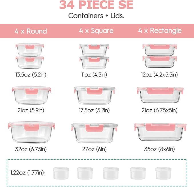 34pcs Glass Food Storage Containers - Image 2