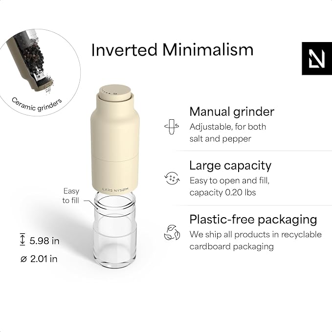 LARS NYSØM Salt and Pepper Grinder Set, Stainless Steel Manual Salt and Pepper - Image 4