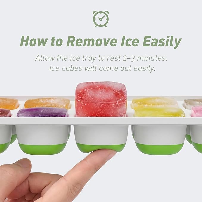 ChefAide Ice Cube Tray with Lid, 3 Pack 42 Cubes Durable Stackable Ice Cube - Image 2