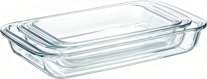 High Borosilicate Glass Baking Tray 3-Piece Set, 2.3 Quarts+1.6 Quarts+1.0 - Image 2