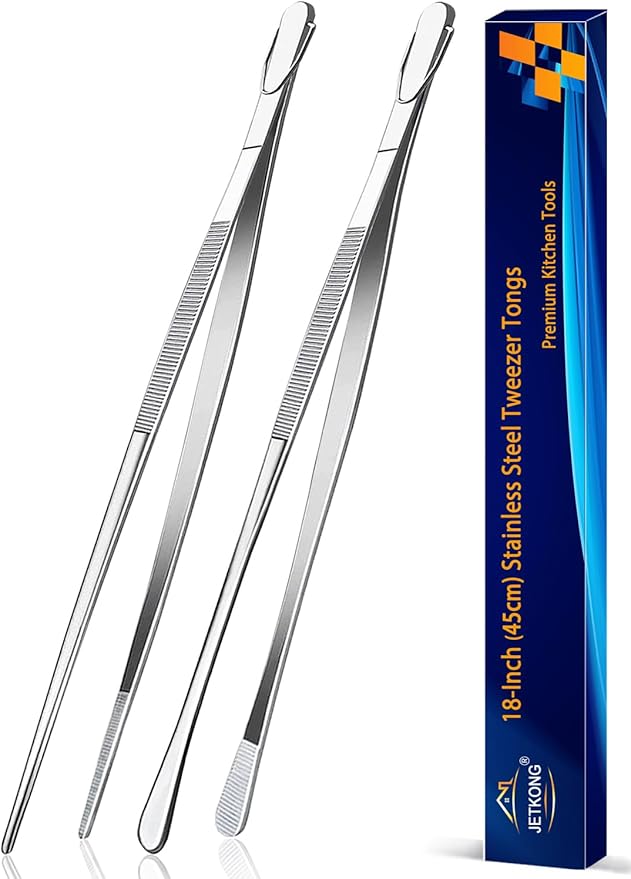 JETKONG 2 Pcs 18 Inch Stainless Steel Grill Tongs Heavy Duty Giant Tweezer Tongs by JETKONG