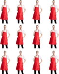 Total 12 PCS Plain Red Bib Apron by TSDSTORY