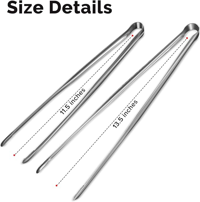 Precision Serrated Non-Slip Tips Cooking Tongs 2 Set, 18/8 Stainless Steel - Image 7