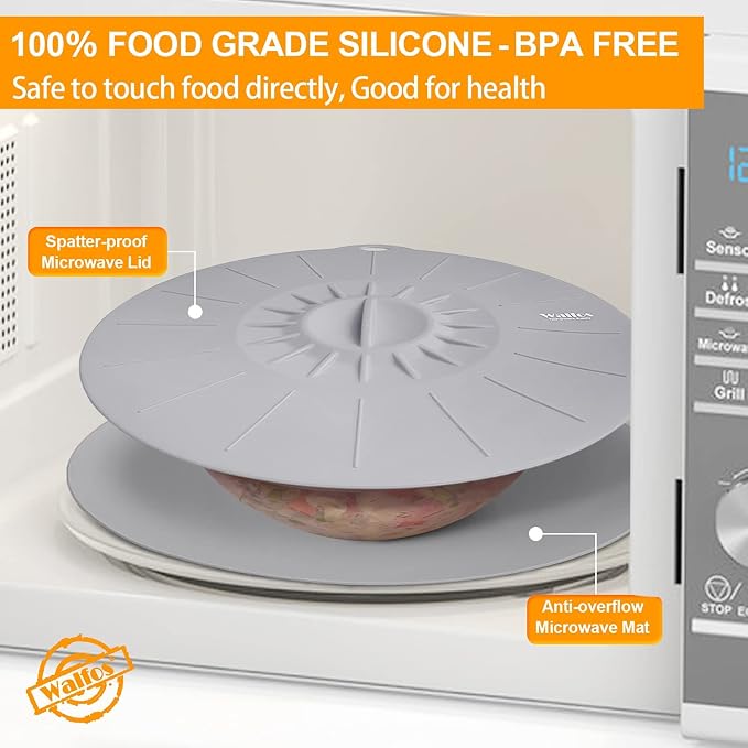 Walfos Silicone Microwave Mat & Lid Set, Heat Resistant Multi-Purpose Trivet - Image 2