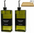 Glass Olive Oil Dispenser Bottle Set of 2, Bamboo Tray + Stainless Steel Funnel by BFCAYQE