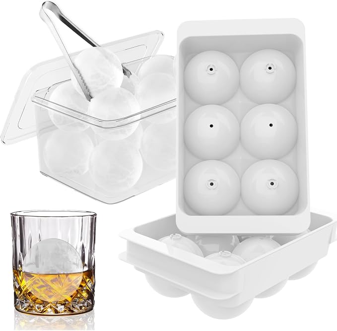 WIBIMEN Large Ice Cube Molds, Big Round Whiskey Ice Cube Trays by WIBIMEN