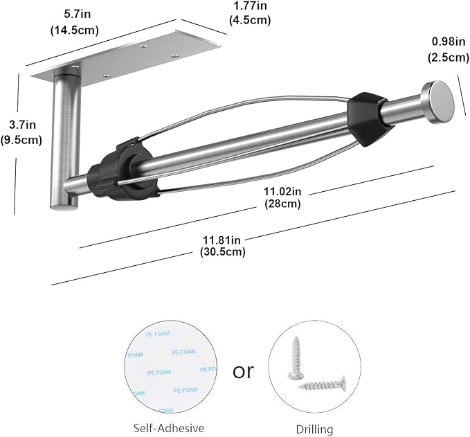 VAEHOLD Self Adhesive Paper Towel Holder Under Cabinet Mount, Wall Mounted - Image 3