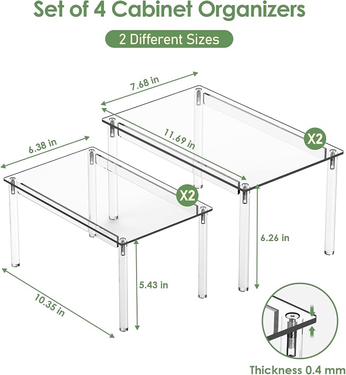 Delamu Clear Kitchen Cabinet Organizer, Stackable Cabinet Shelf - Image 5
