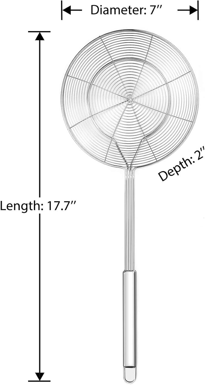 Hiware Solid Stainless Steel Spider Strainer Skimmer Ladle, Kitchen Utensils - Image 2