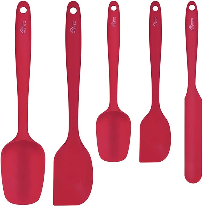HOTEC Heat Resistant 600℉ BPA-Free Silicone Rubber Spatula Set, Kithchen by Hotec
