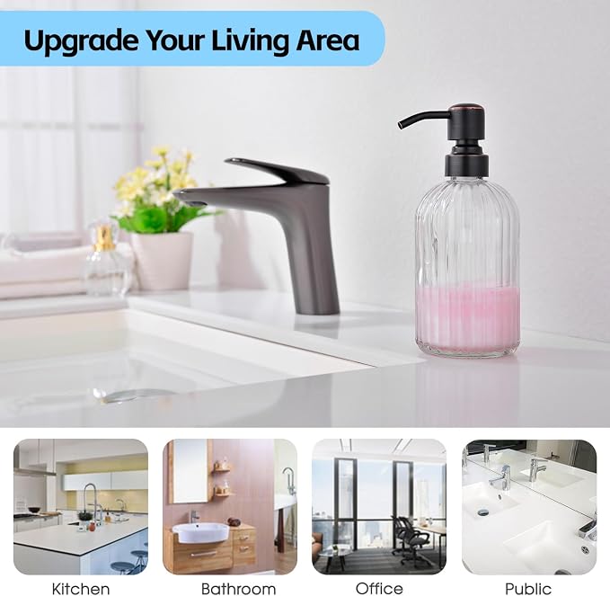 16Oz Clear Glass Soap Dispenser - Image 6