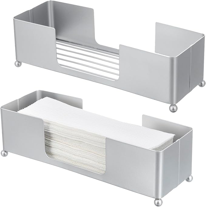 MyGift Modern Silver Tone Metal Countertop Folded Paper Towel Holders, by MyGiftHome