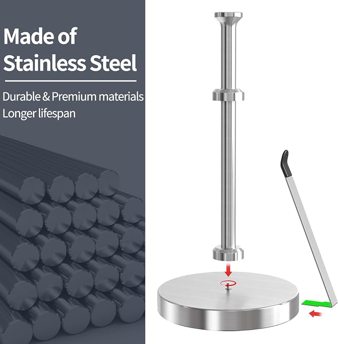 Jesginboo Brushed Nickel Paper Towel Holder - Image 7