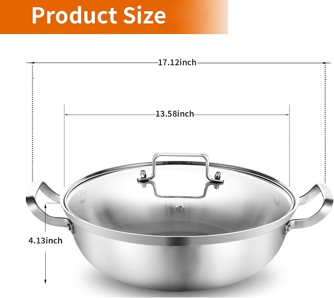 Delarlo Tri-Ply Stainless Steel Hot Pot 14 inch Everyday pan - Image 3