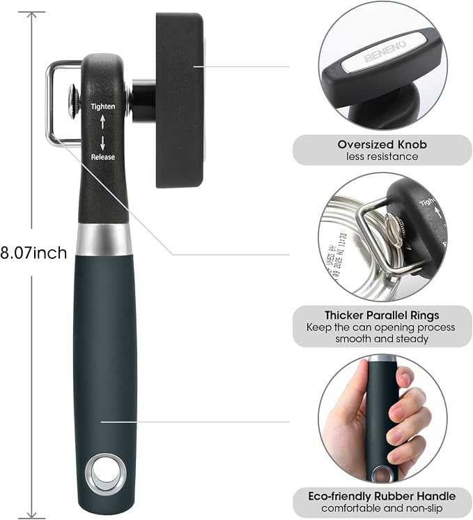 Beneno Can Opener, Manual Side Safe Cut Can Opener Smooth Edge - Image 2