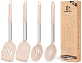 Pack of 4 Silicone Cooking Utensils Set, Non Stick Large Solid Spatulas by BUNDLEPRO