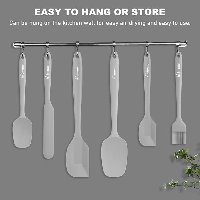 NileHome Silicone Spatula Set, 6 Pieces Food Grade Kitchen Utensils - Image 5