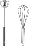 NileHome Stainless Steel Whisk 8" Hand Blender + 10" Semi-Automatic Rotary by NileHome