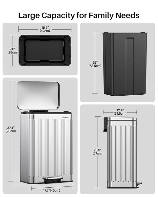 Lovewind 60 Liter/ 16 Gallon Stainless Steel Trash Can - Image 8