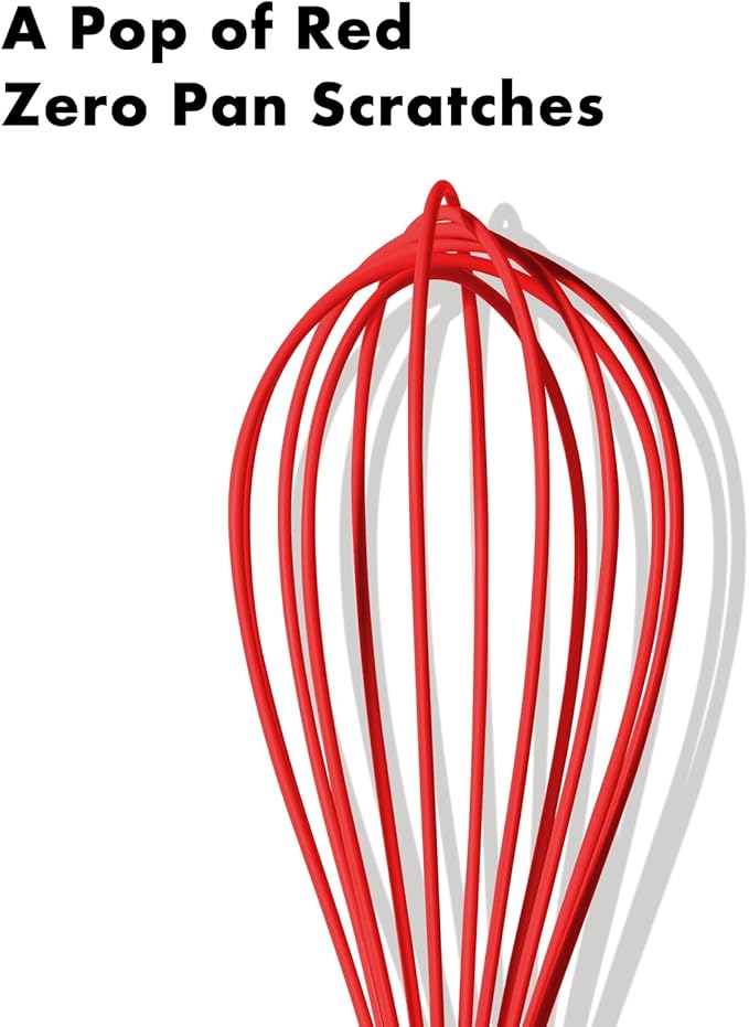 OYV 10-Inch Red Silicone Whisk, Heat Resistant 480°F Kitchen Whisk - Image 8