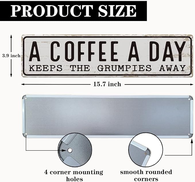 Coffee Signs Decor, A Coffee A Day Keeps the Grum Pies Away Sign, Farmhouse - Image 2