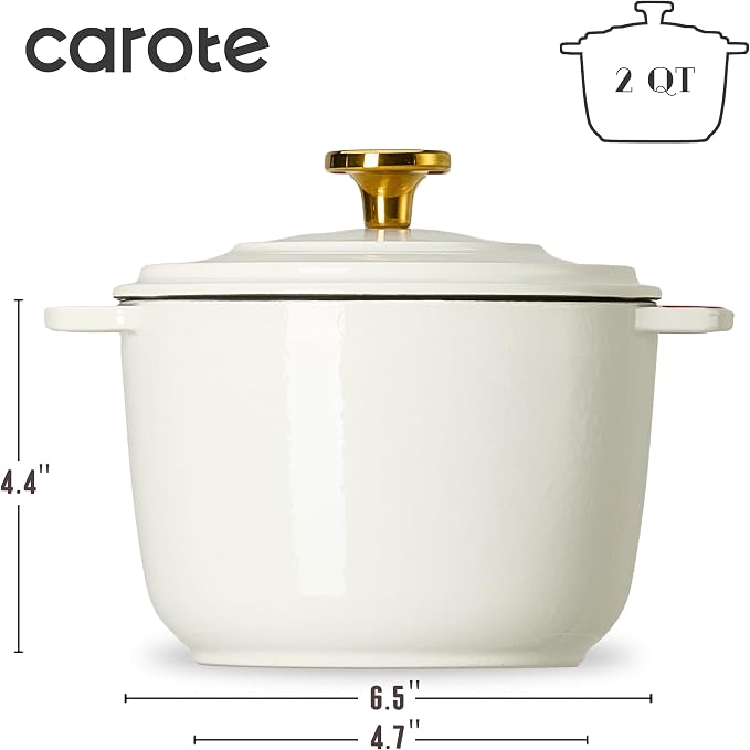 CAROTE 2QT Enameled Cast Iron Dutch Oven Pot - Image 2