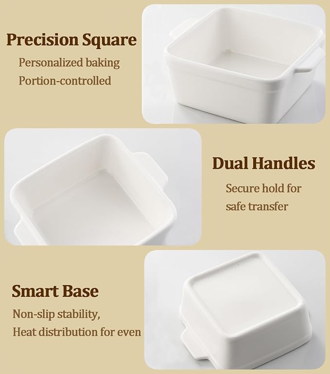 5x5 Small Baking Dish for Oven, 28 Oz Individual Ceramic Casserole Dish - Image 8