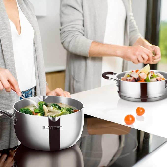SLOTTET 3.5 Quart Stainless Steel Saucepan - Image 7
