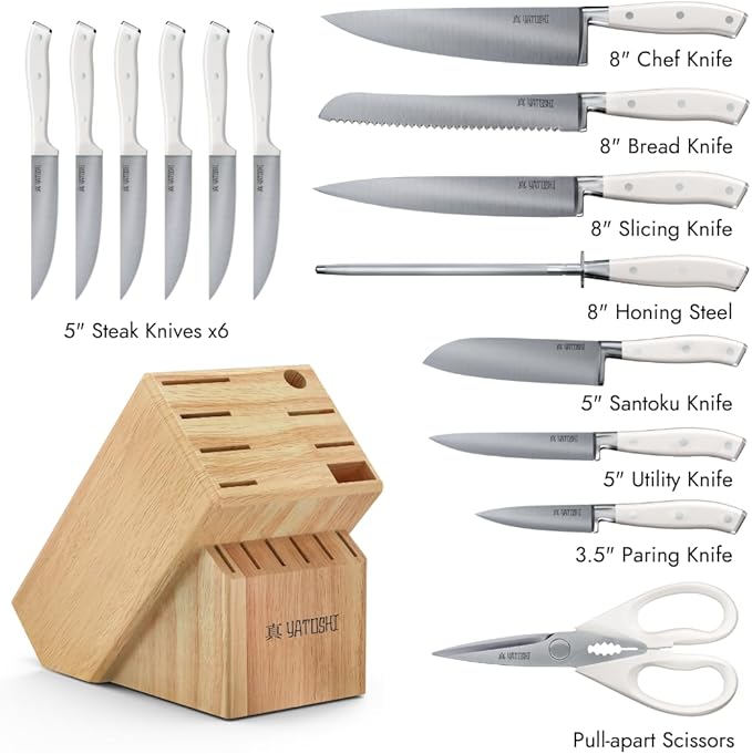 Yatoshi 15 Piece White Knife Block Set - Image 2