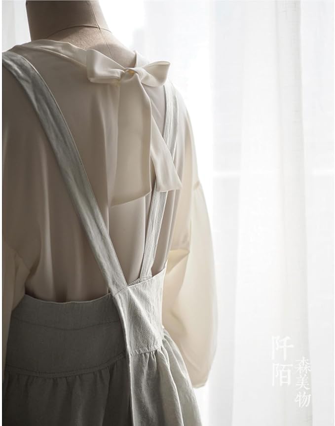 Uaussi Cotton Linen Apron Cross Back Work Apron - Image 2