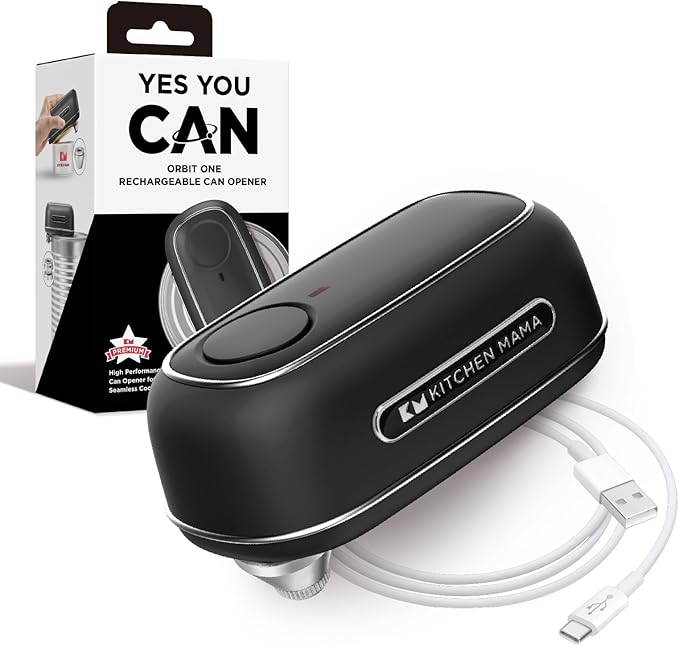 Kitchen Mama Orbit One Rechargeable Electric Can Opener: Hands-free, USB-C by KitchenMama