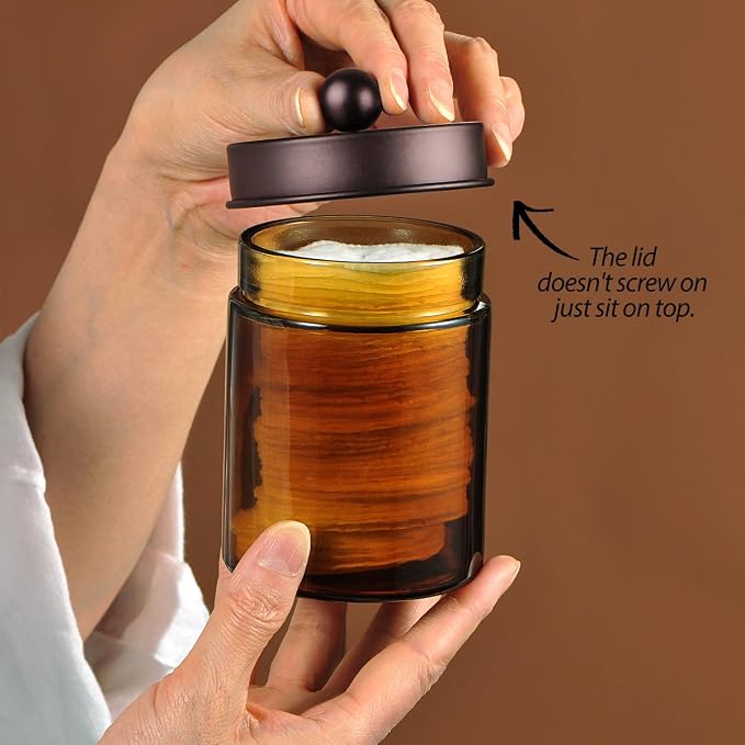 Amber Glass Qtip Holder, Apothecary Jars - Image 6