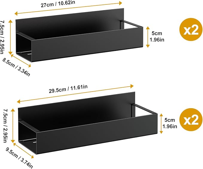 Vetacsion 4 Pack Moveable Fridge Magnetic Spice Racks, Metal Black - Image 5