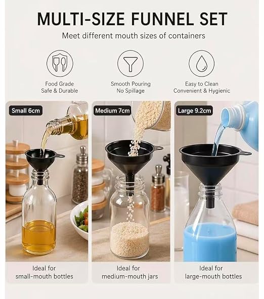 Stainless Steel Funnels Set Kitchen Funnels 3 Piece Set Small Medium Large - Image 4