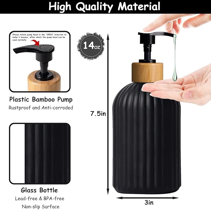 Black Glass Soap Dispenser Set - Image 2