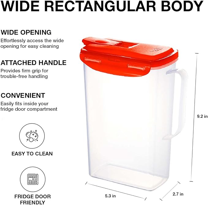 LocknLock Aqua Fridge Door Water Jug | Clear Pitcher | BPA Free Plastic Pitcher - Image 3