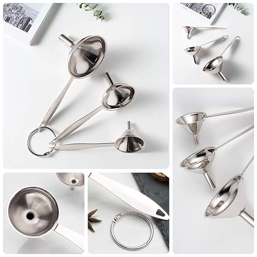 3 in 1 Metal Funnels for Filling Bottles Stainless Steel Small Kitchen Funnel - Image 7