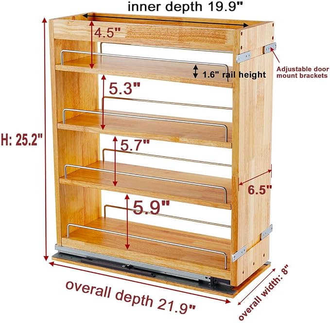 4 Tier Pull Out Spice Rack Holder Shelves, spice organization - Image 3